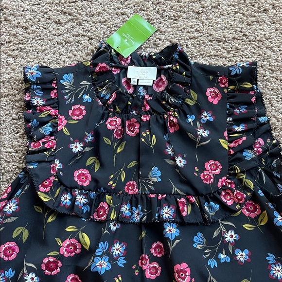 NWT Kate Spade Black Blouse with Pink Floral Design - Picture 2 of 8
